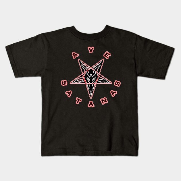 Blackstar Ave Satanas Short Sleeve Shirt, Satanic Shirt, Pentagram Shirt Kids T-Shirt by Dreadful Savior